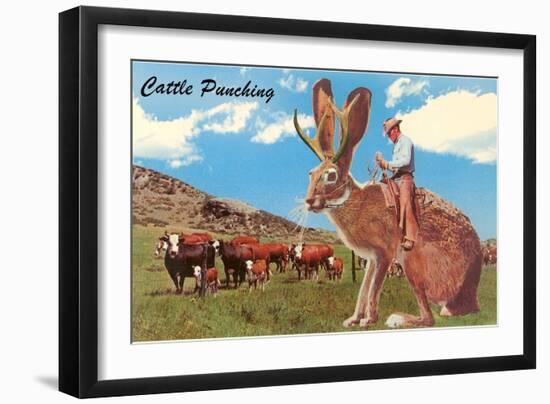 Jackalope with Cattle-null-Framed Premium Giclee Print