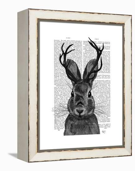 Jackalope with Grey Antlers-Fab Funky-Framed Stretched Canvas