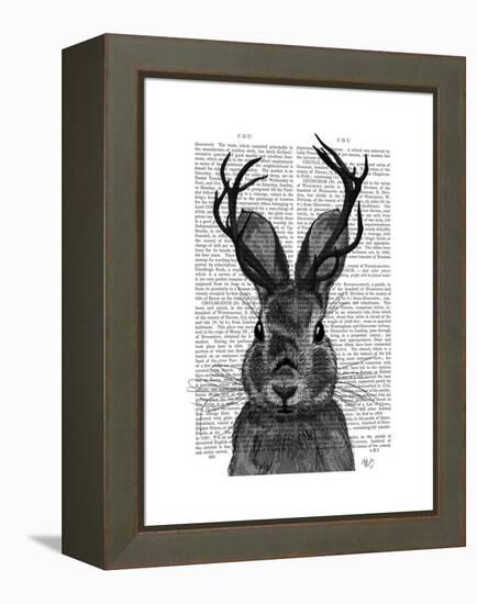 Jackalope with Grey Antlers-Fab Funky-Framed Stretched Canvas