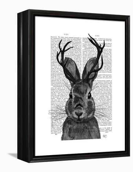 Jackalope with Grey Antlers-Fab Funky-Framed Stretched Canvas