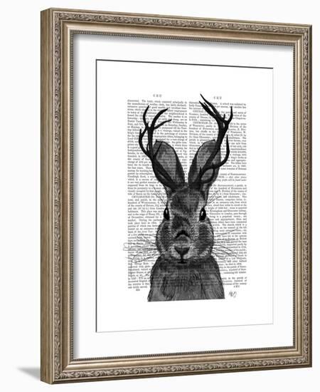 Jackalope with Grey Antlers-Fab Funky-Framed Premium Giclee Print