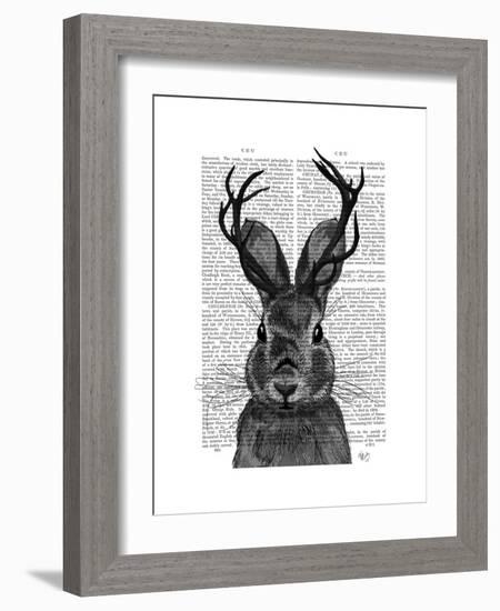 Jackalope with Grey Antlers-Fab Funky-Framed Premium Giclee Print