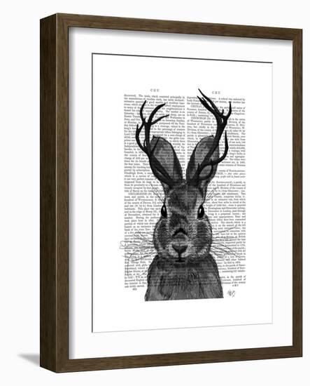 Jackalope with Grey Antlers-Fab Funky-Framed Premium Giclee Print