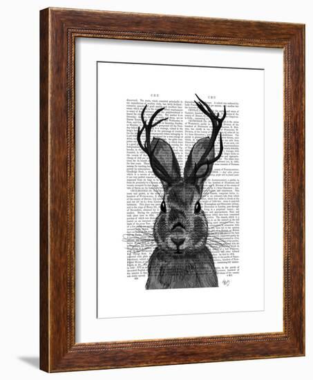 Jackalope with Grey Antlers-Fab Funky-Framed Premium Giclee Print