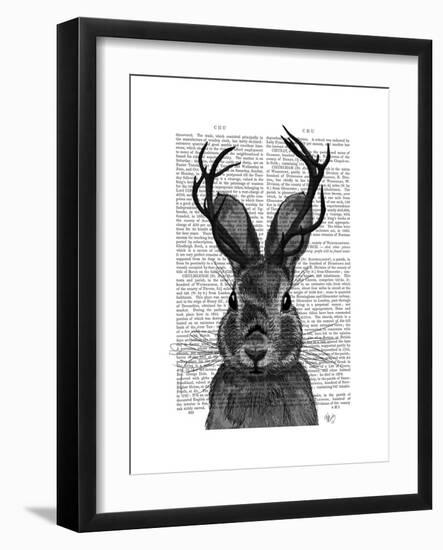 Jackalope with Grey Antlers-Fab Funky-Framed Premium Giclee Print