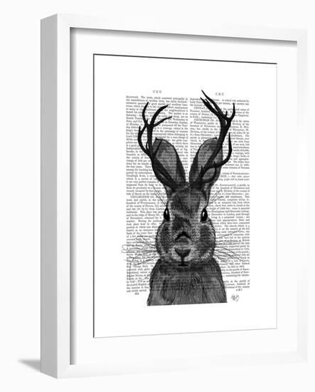 Jackalope with Grey Antlers-Fab Funky-Framed Premium Giclee Print