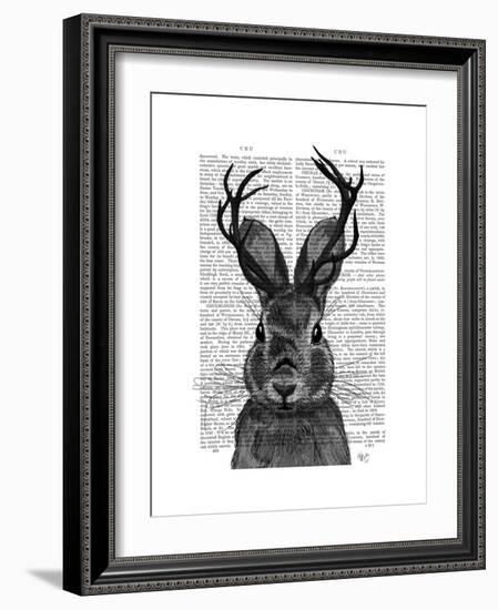 Jackalope with Grey Antlers-Fab Funky-Framed Premium Giclee Print