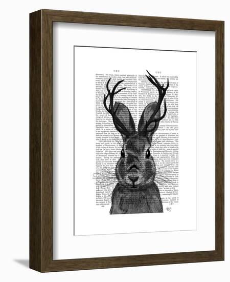 Jackalope with Grey Antlers-Fab Funky-Framed Art Print