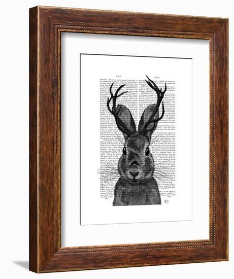 Jackalope with Grey Antlers-Fab Funky-Framed Art Print