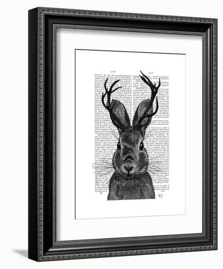 Jackalope with Grey Antlers-Fab Funky-Framed Art Print