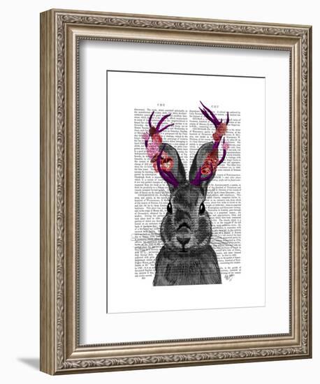 Jackalope with Pink Antlers-Fab Funky-Framed Art Print