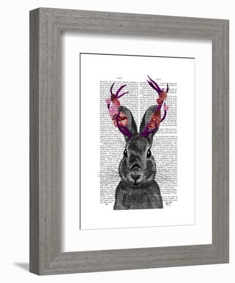 Jackalope with Pink Antlers-Fab Funky-Framed Art Print