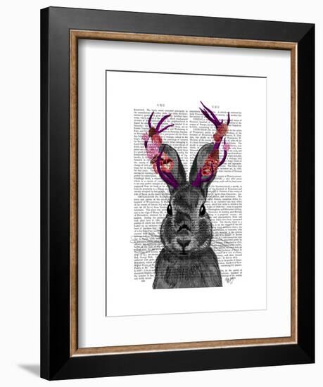 Jackalope with Pink Antlers-Fab Funky-Framed Art Print