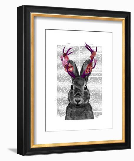 Jackalope with Pink Antlers-Fab Funky-Framed Art Print