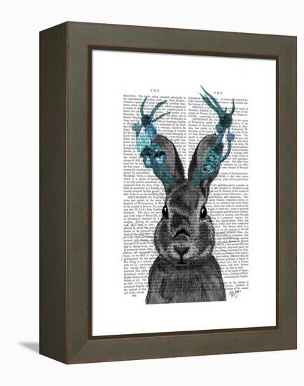 Jackalope with Turquoise Antlers-Fab Funky-Framed Stretched Canvas