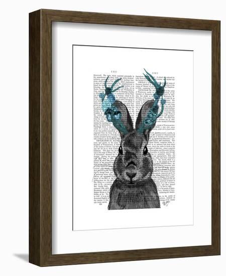 Jackalope with Turquoise Antlers-Fab Funky-Framed Art Print