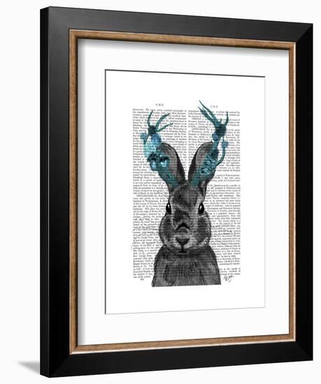 Jackalope with Turquoise Antlers-Fab Funky-Framed Art Print