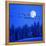 Jackdaws on Power Supply Line, Full Moon Evening, Winter Wood (M)-Ludwig Mallaun-Framed Premier Image Canvas