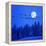 Jackdaws on Power Supply Line, Full Moon Evening, Winter Wood (M)-Ludwig Mallaun-Framed Premier Image Canvas