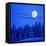 Jackdaws on Power Supply Line, Full Moon Evening, Winter Wood (M)-Ludwig Mallaun-Framed Premier Image Canvas