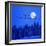 Jackdaws on Power Supply Line, Full Moon Evening, Winter Wood (M)-Ludwig Mallaun-Framed Photographic Print