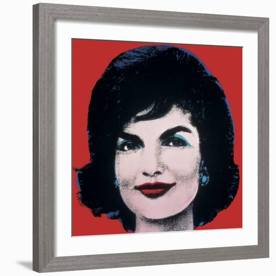 Jackie, 1964 (on red)-Andy Warhol-Framed Art Print