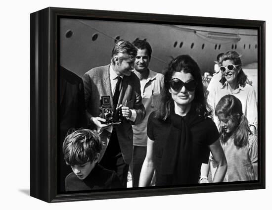 Jackie Bouvier Kennedy, Future Mrs Onassis, with John F. Kennedy Jr and Caroline Kennedy-null-Framed Stretched Canvas