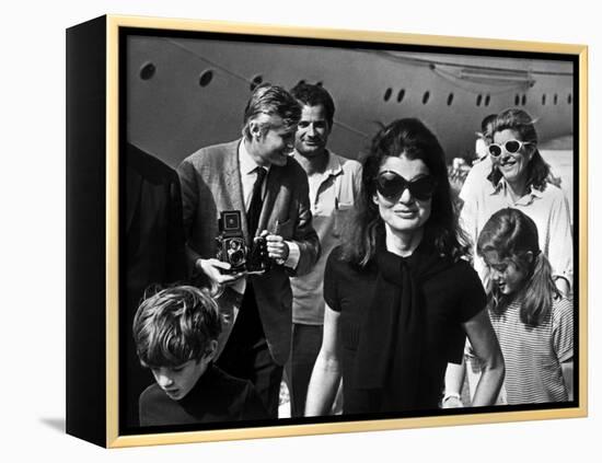 Jackie Bouvier Kennedy, Future Mrs Onassis, with John F. Kennedy Jr and Caroline Kennedy-null-Framed Stretched Canvas