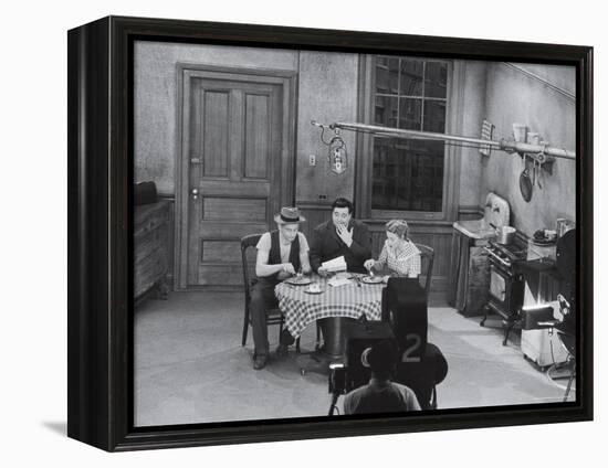 Jackie Gleason, Art Carney and Audrey Meadows in Cramden Apartment, Eating, on "The Honeymooners"-Michael Rougier-Framed Premier Image Canvas