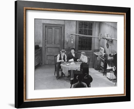 Jackie Gleason, Art Carney and Audrey Meadows in Cramden Apartment, Eating, on "The Honeymooners"-Michael Rougier-Framed Premium Photographic Print