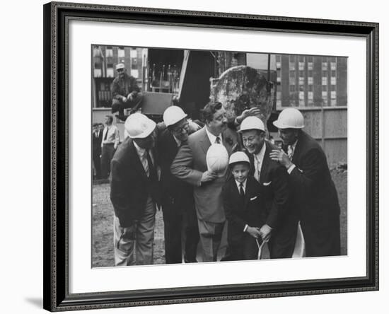 Jackie Gleason, Toots Shor and Jack Demsey at Ground Breaking Ceremony for New Restaraunt-null-Framed Premium Photographic Print