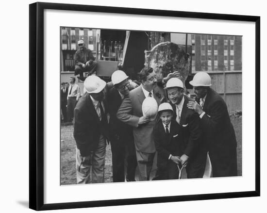 Jackie Gleason, Toots Shor and Jack Demsey at Ground Breaking Ceremony for New Restaraunt-null-Framed Premium Photographic Print