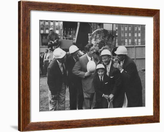 Jackie Gleason, Toots Shor and Jack Demsey at Ground Breaking Ceremony for New Restaraunt-null-Framed Premium Photographic Print