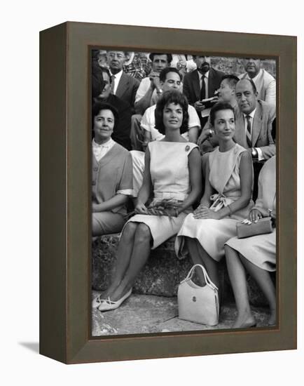 Jackie Kennedy and Her Sister Princess Lee Radziwill in Epidaurus Thetare to Attend Tragedy Electra-null-Framed Stretched Canvas