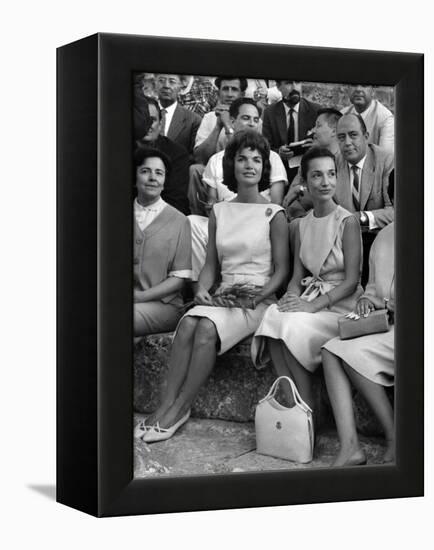Jackie Kennedy and Her Sister Princess Lee Radziwill in Epidaurus Thetare to Attend Tragedy Electra-null-Framed Stretched Canvas