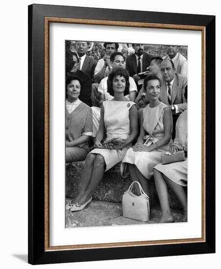 Jackie Kennedy and Her Sister Princess Lee Radziwill in Epidaurus Thetare to Attend Tragedy Electra-null-Framed Photo