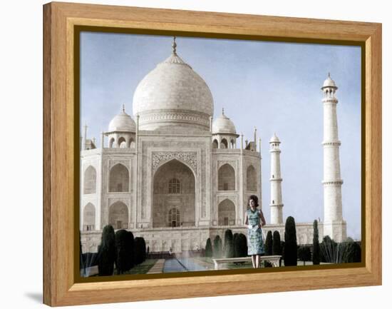 Jackie Kennedy in Front of the Taj Mahal, 15th March, 1962-null-Framed Stretched Canvas