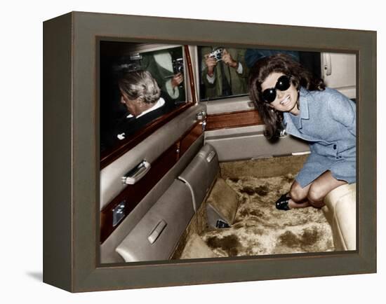 Jackie Kennedy Onassis Leaving London Airport, Aristotle Onassis Driving, 15th November 1968-null-Framed Stretched Canvas