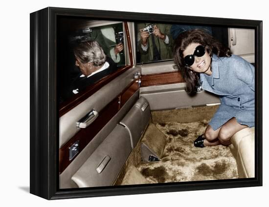 Jackie Kennedy Onassis Leaving London Airport, Aristotle Onassis Driving, 15th November 1968-null-Framed Stretched Canvas