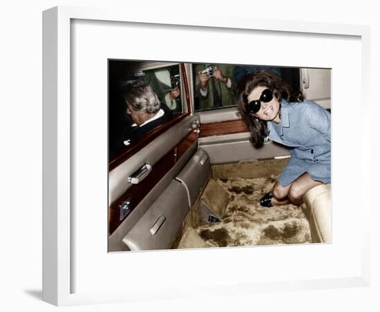 Jackie Kennedy Onassis Leaving London Airport, Aristotle Onassis Driving, 15th November 1968-null-Framed Photo