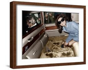 Jackie Kennedy Onassis Leaving London Airport, Aristotle Onassis Driving, 15th November 1968-null-Framed Photo