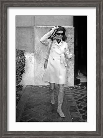 Jackie Kennedy Onassis (Nina Ricci Sunglasses, Gucci Bag) Leaving Crillon  Hotel, Paris, 1970' Photo