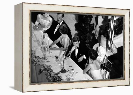 Jackie Kennedy Talks with President Kennedy at America's Cup Dinner, Sept. 1962-null-Framed Stretched Canvas