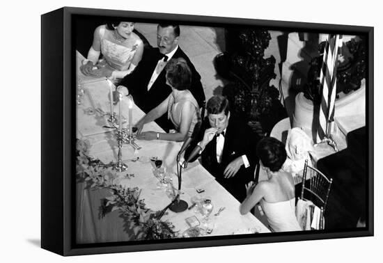 Jackie Kennedy Talks with President Kennedy at America's Cup Dinner, Sept. 1962-null-Framed Stretched Canvas