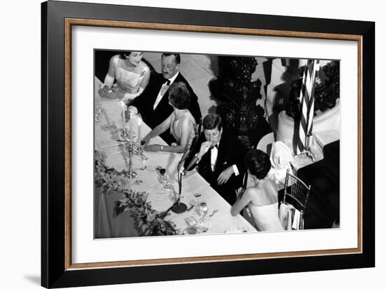 Jackie Kennedy Talks with President Kennedy at America's Cup Dinner, Sept. 1962-null-Framed Photo