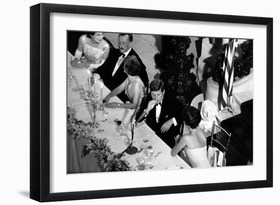 Jackie Kennedy Talks with President Kennedy at America's Cup Dinner, Sept. 1962--Framed Photo