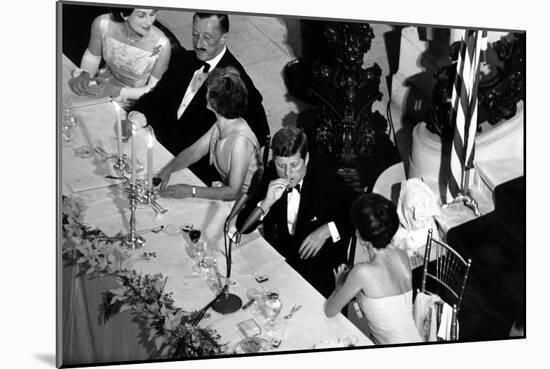 Jackie Kennedy Talks with President Kennedy at America's Cup Dinner, Sept. 1962-null-Mounted Photo