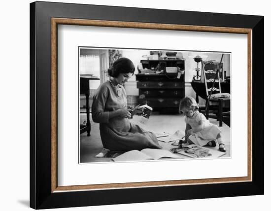 Jackie Kennedy, Wife of Sen, Cutting Out Newspaper Clippings Next to Open Scrapbook-Alfred Eisenstaedt-Framed Photographic Print