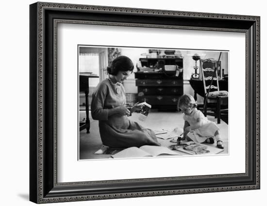 Jackie Kennedy, Wife of Sen, Cutting Out Newspaper Clippings Next to Open Scrapbook-Alfred Eisenstaedt-Framed Photographic Print