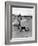 Jackie Kennedy, Wife of Sen, Walking Along Beach with Her Slicker Clad Daughter Caroline-Alfred Eisenstaedt-Framed Photographic Print